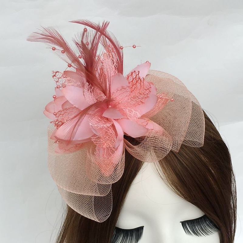 Feather / Net Fascinators Kentucky Derby Hat / Flowers with 1 Piece Wedding / Party / Evening / Horse Race Headpiece3
