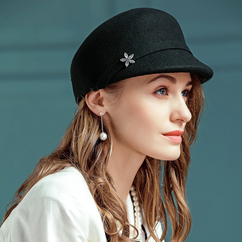 Hats Wool Fedora Hat Sun Hat Casual Holiday Retro Classic Sun Protection With Rhinestone Headpiece Headwear2