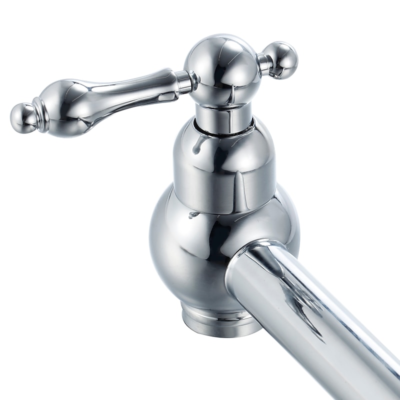 Kitchen faucet - Two Handles One Hole Chrome Pot Filler Wall Mounted Contemporary / Art Deco / Retro / Modern Kitchen Taps4