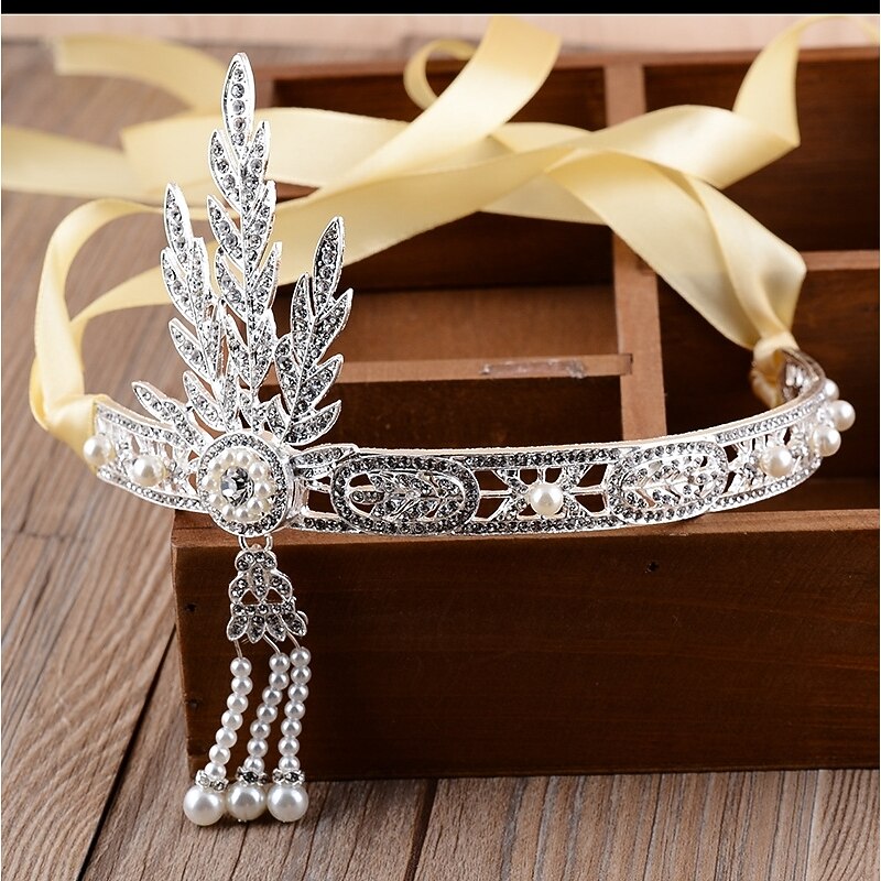 The Great Gatsby Charleston Gentlewoman Retro Vintage Roaring 20s 1920s Lace Up The Great Gatsby All Seasons Headpiece Flapper Headband Women's Adults Tassel Fringe Costume Vintage Cosplay Party3