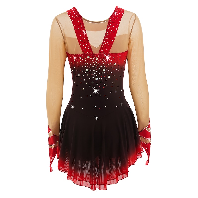 Figure Skating Dress Women's Girls' Ice Skating Dress Outfits Dusty Rose Purple Violet Halo Dyeing Spandex High Elasticity Competition Skating Wear Ice Skating Figure Skating3