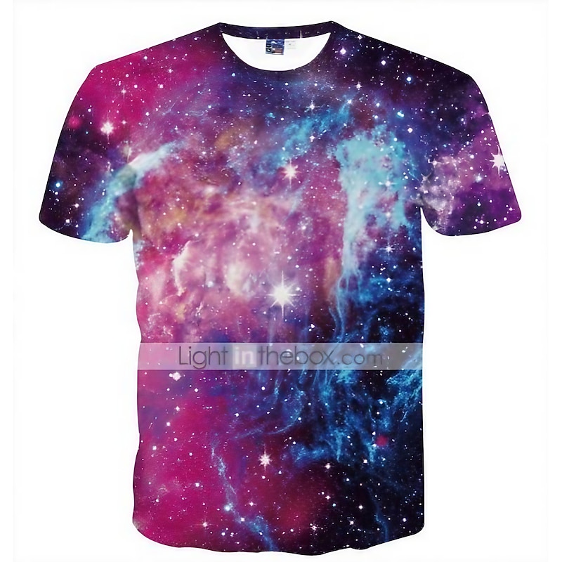 Men's Graphic Galaxy T Shirt Funny T Shirts Short Sleeve T shirt Round Neck Shirt Basic Daily Club Purple Summer Clothing Apparel S M L XL 2XL