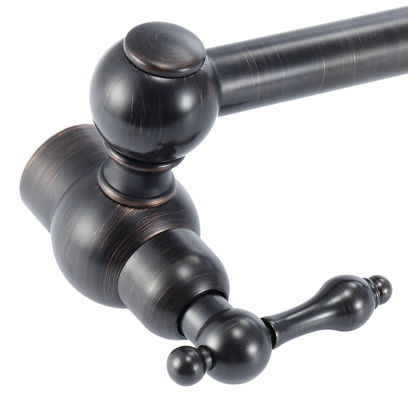 Brass Kitchen Faucet，Two Handles One Hole Antique Copper Pot Filler Wall Mounted Foldable Widespread Kitchen Taps2