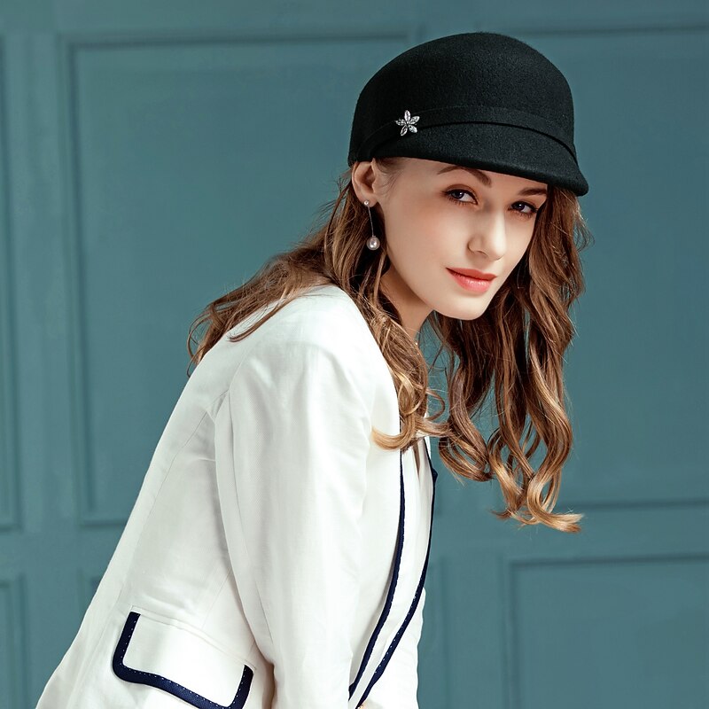 Hats Wool Fedora Hat Sun Hat Casual Holiday Retro Classic Sun Protection With Rhinestone Headpiece Headwear4