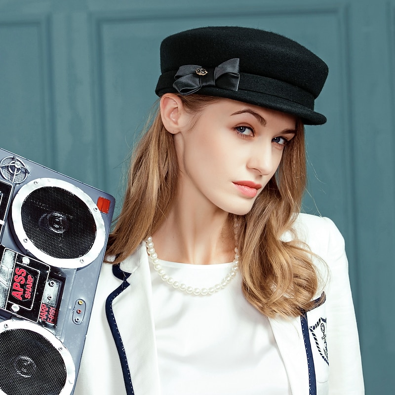 Wool / Pearwood Kentucky Derby Hat / Hats with Satin Bowknot 1 Piece Casual / Daily Wear Headpiece