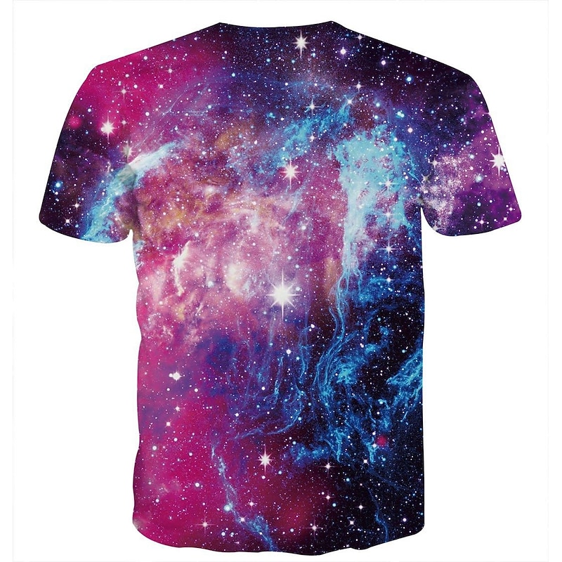 Men's Graphic Galaxy T Shirt Funny T Shirts Short Sleeve T shirt Round Neck Shirt Basic Daily Club Purple Summer Clothing Apparel S M L XL 2XL2