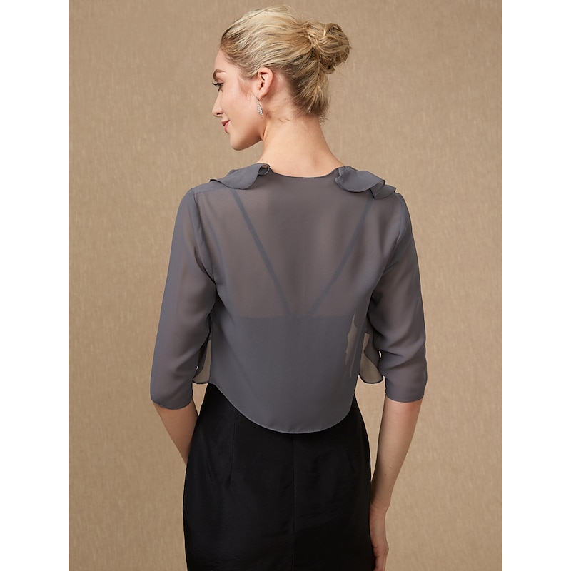 Half Sleeve Shrugs Chiffon Wedding / Party / Evening Women's Wrap With Cascading Ruffles/Wedding Guest dress to impress4