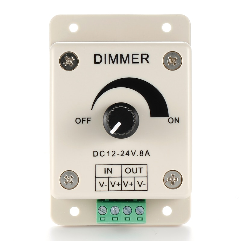 DIY DC12-24V 8A PWM Manual Knob Dimmer Controller 0%-100% PWM Dimming Control LED Light Brightness Switch for 5050 3528 2835 Single Color LED Strips Ribbon Lights Tape Lights or Other LED Products2