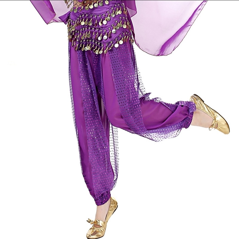 Belly Dance Pants Paillette Women's Performance Dropped Chiffon