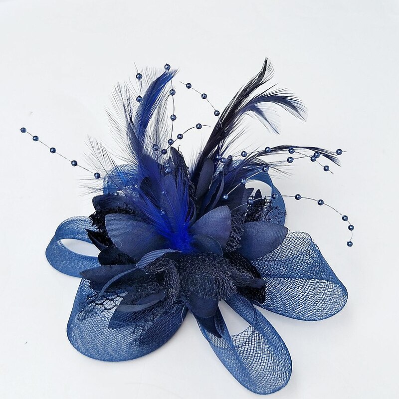 Elegant Feather Net Fascinators Hats with Feathers Fur Floral 1PC Special Occasion Kentucky Horse Race Ladies Day Headpiece dress to impress Race Day Dress3