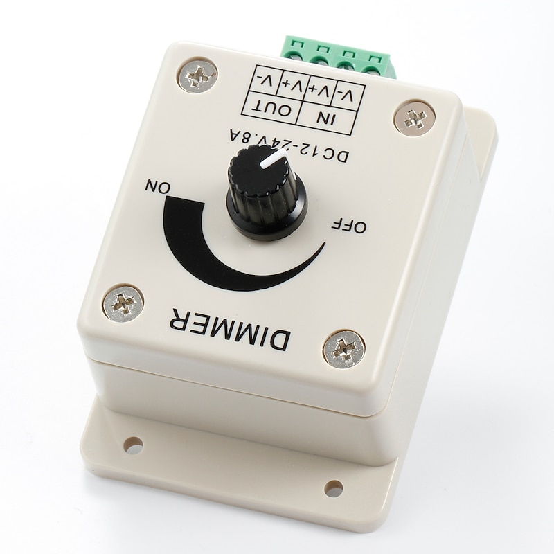 DIY DC12-24V 8A PWM Manual Knob Dimmer Controller 0%-100% PWM Dimming Control LED Light Brightness Switch for 5050 3528 2835 Single Color LED Strips Ribbon Lights Tape Lights or Other LED Products4