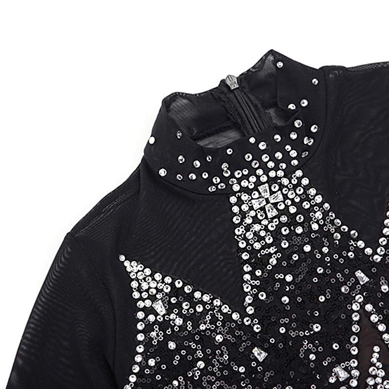 Figure Skating Dress Women's Girls' Ice Skating Dress Outfits Yan pink Violet Black Spandex High Elasticity Competition Skating Wear Handmade Floral Botanical Long Sleeve Ice Skating Figure Skating4