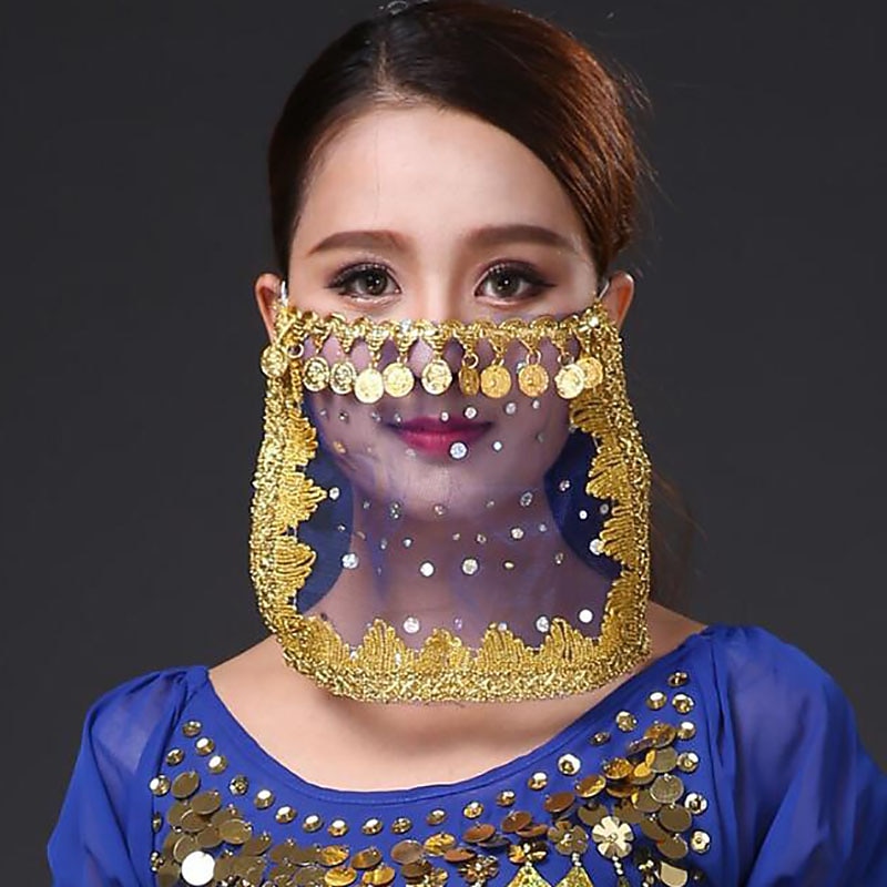 Belly Dance Ordinary Women's Training Tulle Paillette Veil2