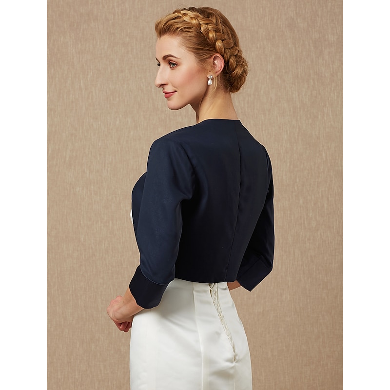 Women's Wrap Bolero Shrug Mother's Wraps Coats / Jackets Elegant 3/4 Length Sleeve Satin Wedding Guest Wraps With Pure Color For Party Spring &  Fall dress to impress2