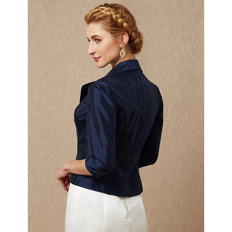 3/4 Length Sleeve Coats / Jackets Taffeta Wedding / Party / Evening / Wedding Guest Women's Wrap With Rhinestone / Buckle dress to impress2