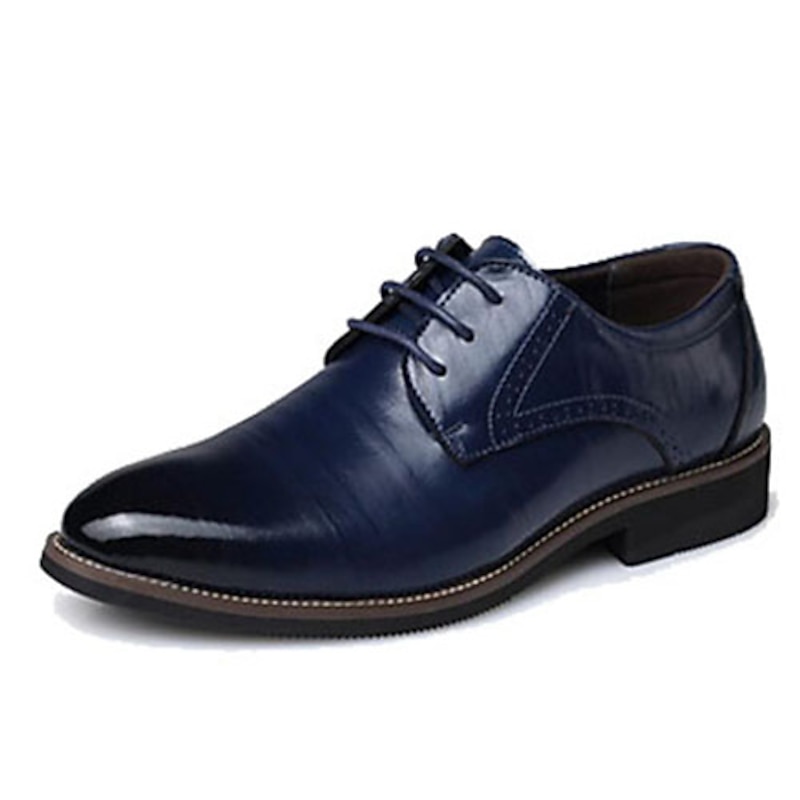 Men's Oxfords Derby Shoes Dress Shoes Business Classic Daily Office & Career Party & Evening Leather Cowhide Wear Proof Lace-up Black Yellow Blue Spring Fall