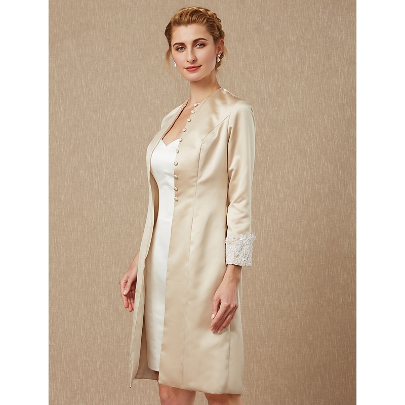 Long Sleeve Coats / Jackets Lace / Satin Wedding / Party / Evening Women's Wrap With Lace / Appliques / Button4