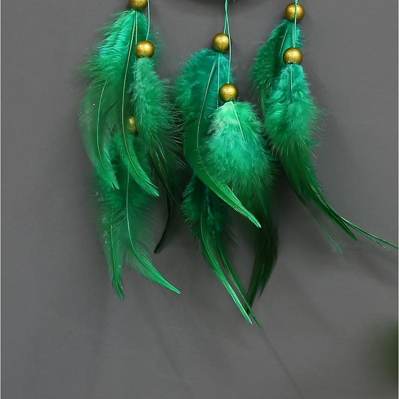 Boho Dream Catcher Handmade Gift Wall Hanging Decor Art Ornament Craft Feather Bead for Kids Bedroom Wedding Festival 40*11cm4