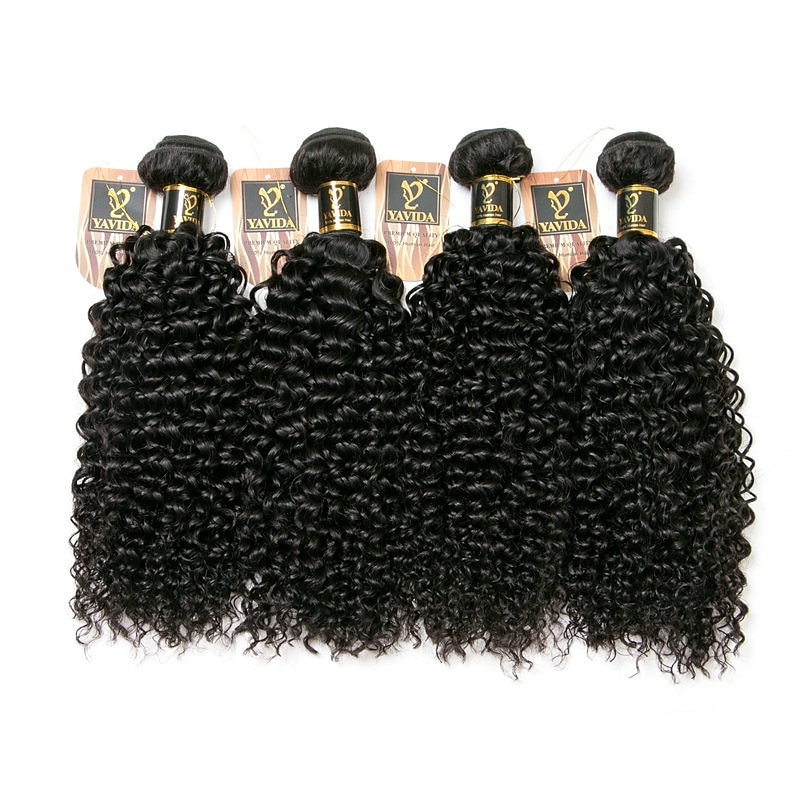 4 Bundles Hair Weaves Brazilian Hair Kinky Curly Human Hair Extensions Remy Human Hair 100% Remy Hair Weave Bundles 400 g Natural Color Hair Weaves / Hair Bulk Human Hair Extensions 8-28 inch Natural2