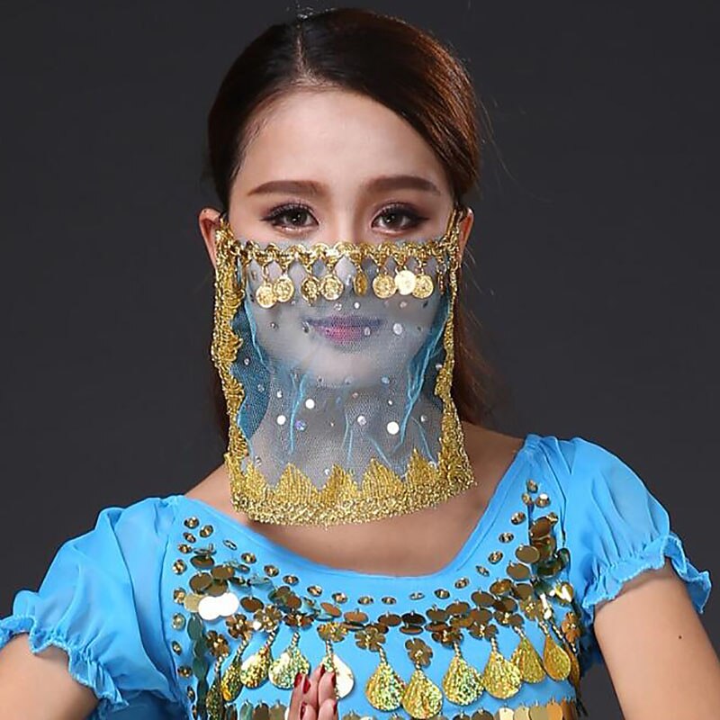 Belly Dance Ordinary Women's Training Tulle Paillette Veil4