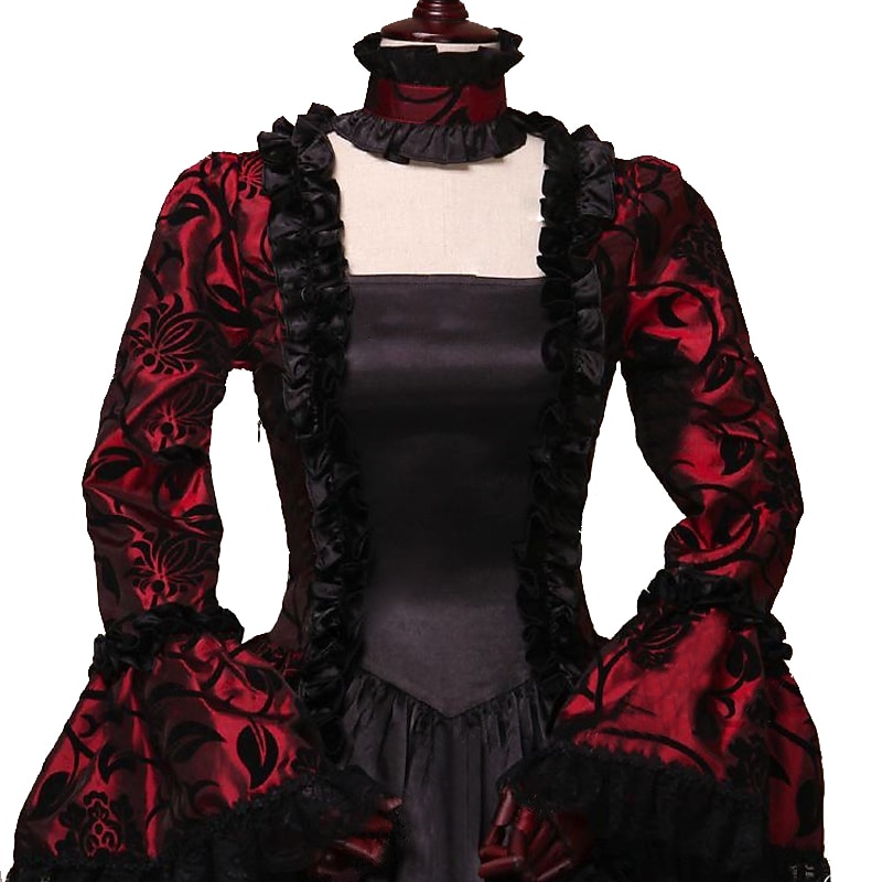 Rococo Victorian 18th Century Floor Length Dress Flare Cuff Sleeve Plus Size Geometric Ball Gown Fancy Dress Royal Christmas Halloween Carnival Party Prom Carnival of Venice Adults' All Seasons4