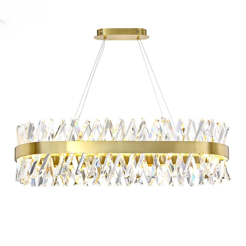 1-Light 100 cm Crystal Pendant Light Gold Eye Protection Chandelier Metal Painted Finishes LED Chic & Modern 110-120V 220-240V2