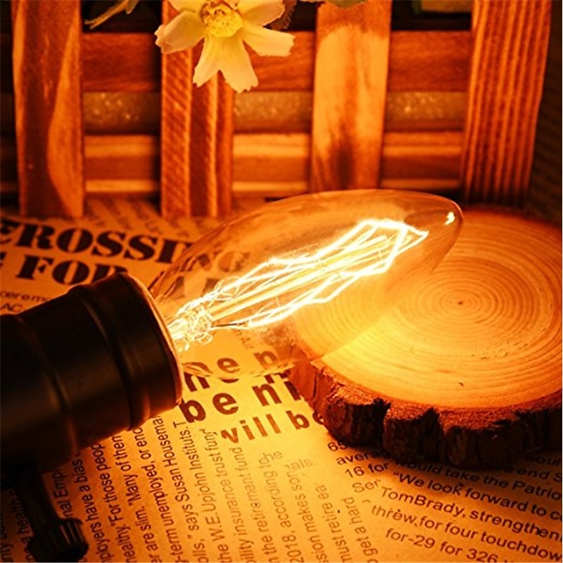 10pcs 40W Edison Vintage Incandescent Light Bulb Dimmable E14 C35 Antique Filament Amber Warm White for Chandelier Light 220-240V3