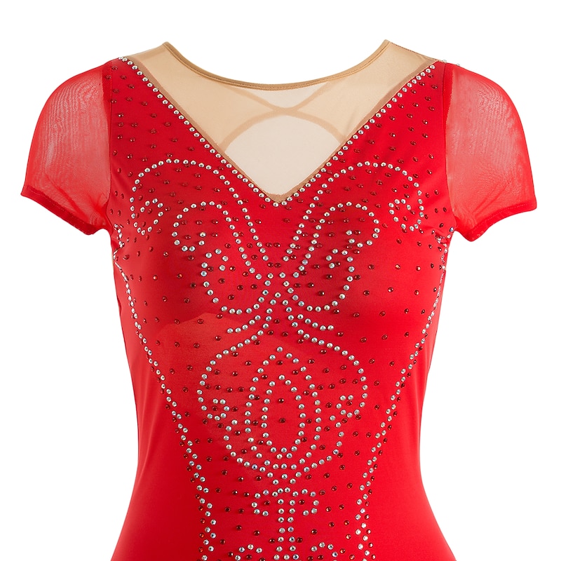 Figure Skating Dress Women's Girls' Ice Skating Dress Outfits White Purple Red Mesh Spandex High Elasticity Training Leisure Sports Practice Skating Wear Anatomic Design Handmade Patchwork Classic4