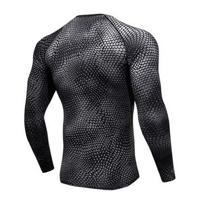 Men's Compression Shirt Running Shirt Long Sleeve Tee Tshirt Athletic Snakeskin Spandex Quick Dry Breathability Lightweight Stretchy Gym Workout Jogging Running Sportswear Activewear White Red Blue2