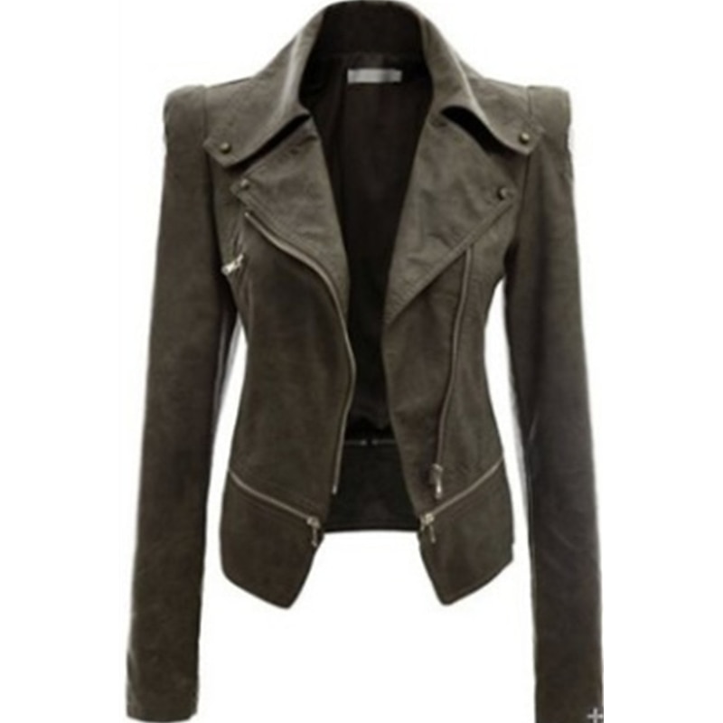 Women's Faux Leather Jacket Casual Regular Fit Outerwear Long Sleeve Winter Fall Black Wine Brown Streetwear Going out M L XL4