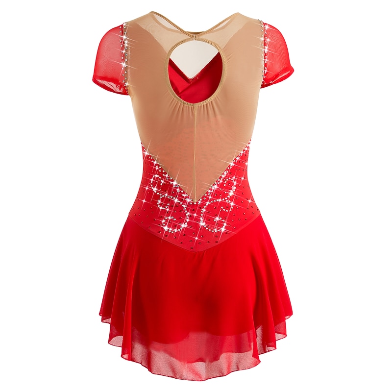 Figure Skating Dress Women's Girls' Ice Skating Dress Outfits White Purple Red Mesh Spandex High Elasticity Training Leisure Sports Practice Skating Wear Anatomic Design Handmade Patchwork Classic3