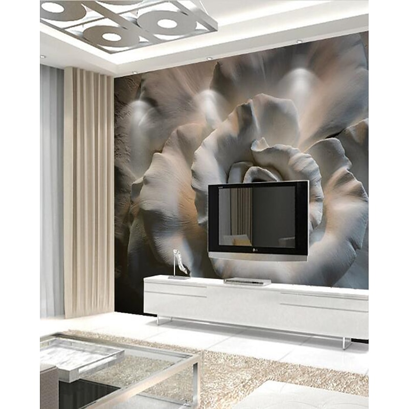 Mural Wallpaper Wall Sticker Covering Print Adhesive Required 3D Relief Effect Blossom Flower Canvas Home Décor3