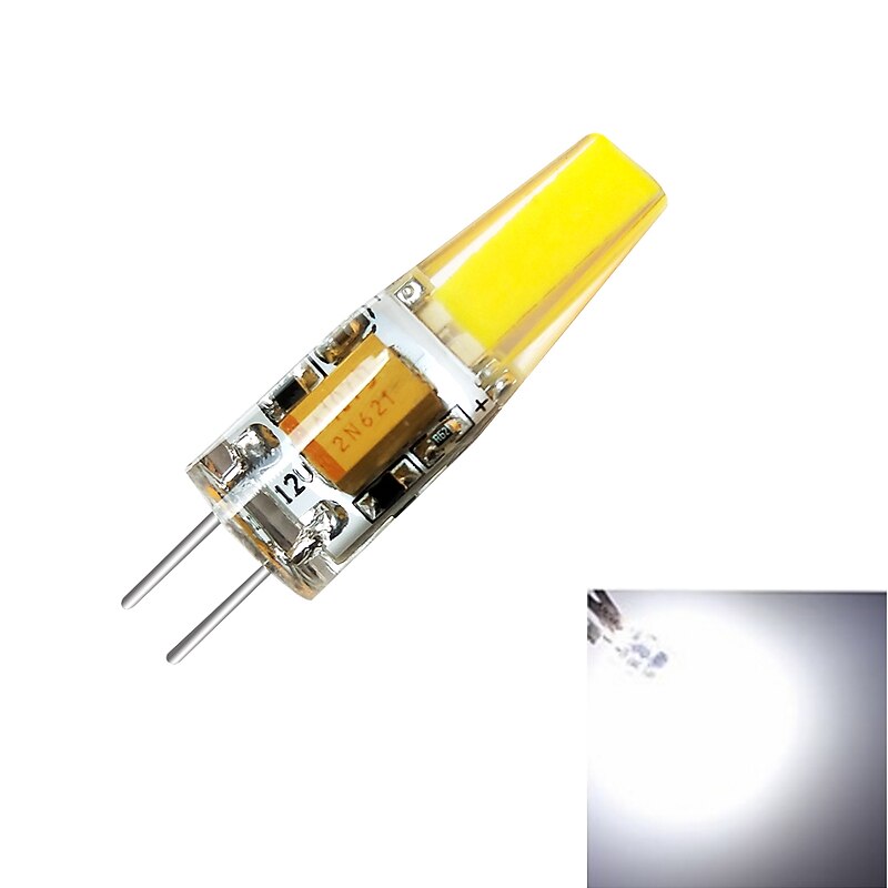 10pcs G4 2W 200lm COB LED Bi-pin Light Bulb Dimmable for Cabinet Light Ceiling Lights RV Boats Outdoor Lighting 20W Halogen Equivalent Warm White DC12V4