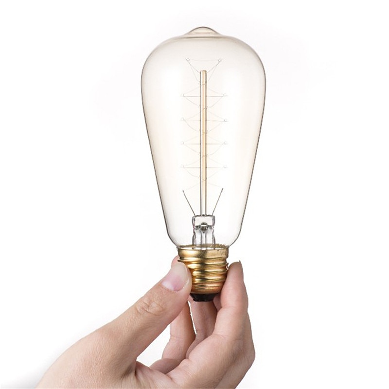 5pcs 40W Edison Vintage Incandescent Light Bulb E26 E27 Dimmable Decorative Antique Filament Lamp Bulb for Indoor Wall Hanging Ceiling Light Fixtures Amber Warm 220-240V2