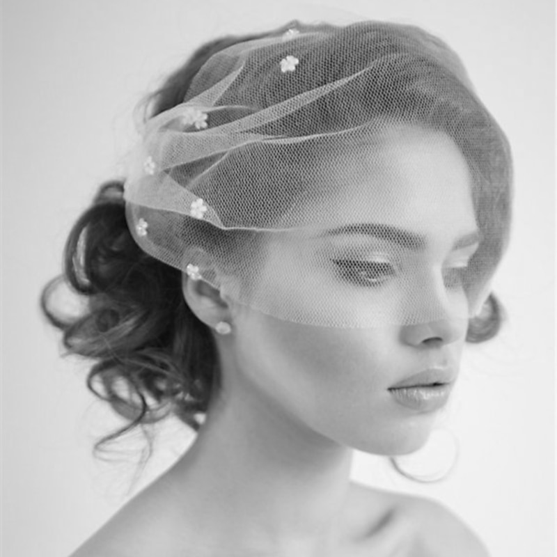 One-tier Euramerican Wedding Veil Blusher Veils / Birdcage Veils with Acrylic / Crystals / Rhinestones Tulle dress to impress2