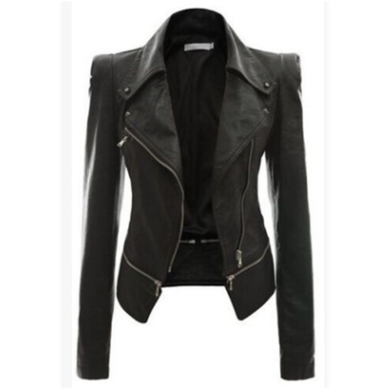 Women's Faux Leather Jacket Casual Regular Fit Outerwear Long Sleeve Winter Fall Black Wine Brown Streetwear Going out M L XL3