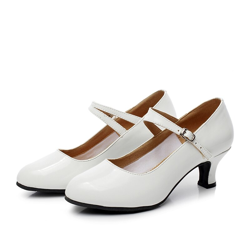 Women's Ballroom Dance Shoes Modern Dance Shoes Salsa Shoes Line Dance Outdoor Indoor Heel Solid Color Toggle Clasp White