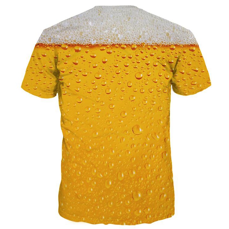 Men's Graphic Beer Shirt T Shirt Short Sleeve T shirt Round Neck Shirt Exaggerated Basic Daily Weekend Yellow Summer Clothing Apparel Plus Size S M L XL XXL 3XL2