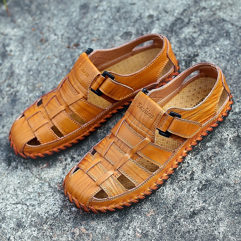 Men's Leather Fisherman Sandals – Breathable Handmade Casual Outdoor Beach Shoes2