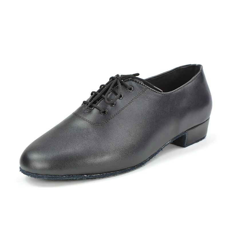 Men's Black Leather Ballroom Dance Shoes, Non - Slip Suede Sole & Classic Lace - Up, Professional for Latin/Ballroom Dancing
