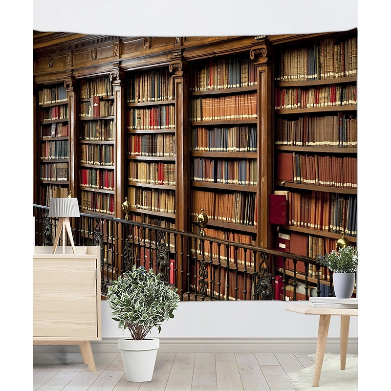 Wall Tapestry Art Decor Blanket Curtain Picnic Tablecloth Hanging Home Bedroom Living Room Dorm Decoration Vintage Library Bookshelf3