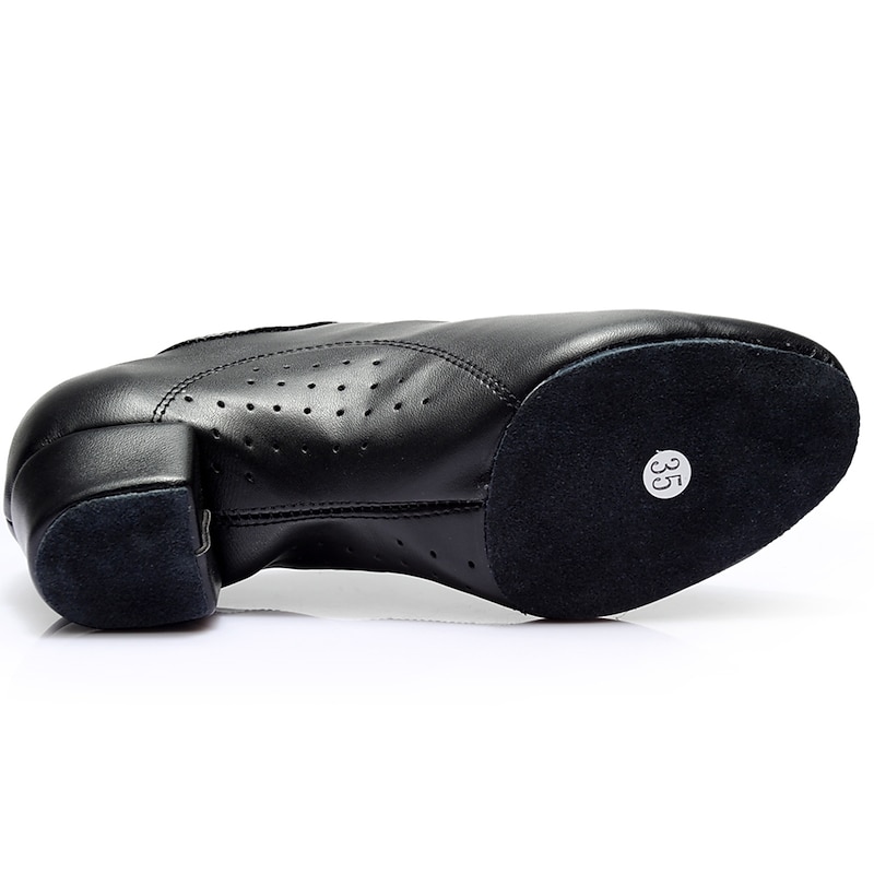 Men's Latin Shoes Ballroom Shoes Salsa Shoes Practice Trainning Dance Shoes Performance Practice Lace Up Heel Thick Heel Black4