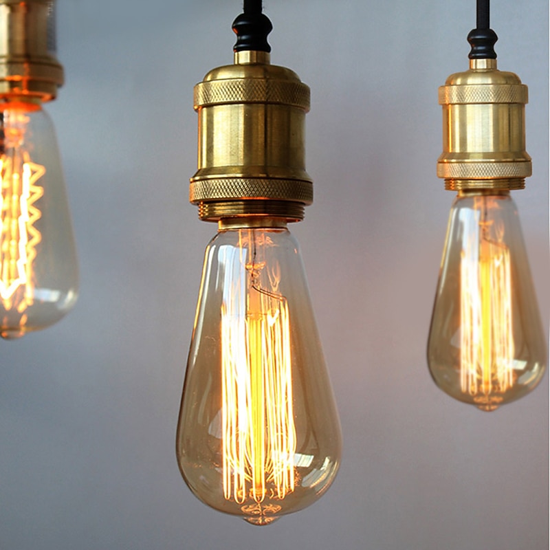 6pcs 40W Edison Vintage Incandescent Light Bulb Dimmable E26 E27 ST64 Candelabra Filament Amber Warm White for Lighting Fixture 220V 110V2