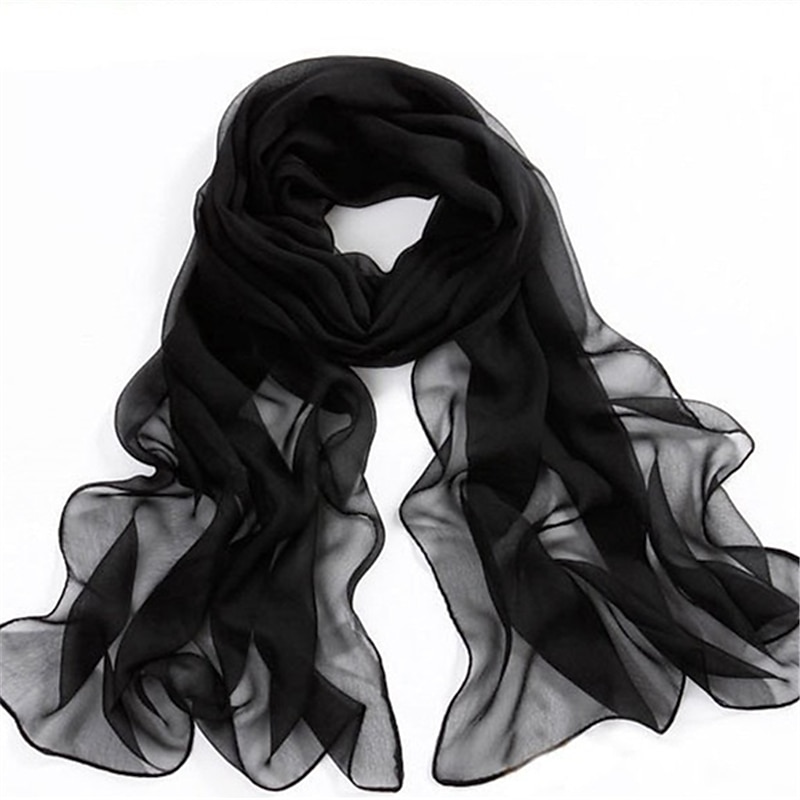Women's Chiffon Scarf Party Evening Street Dailywear Wine Black Pink Scarf Pure Color / Basic / Winter / Spring / Summer / Vintage3