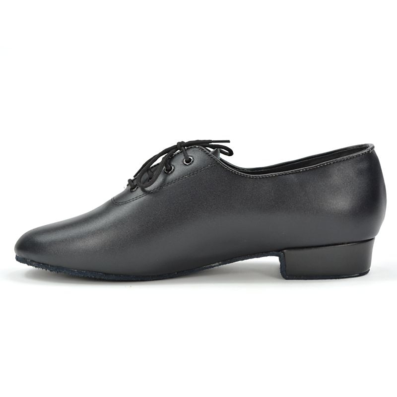 Men's Black Leather Ballroom Dance Shoes, Non - Slip Suede Sole & Classic Lace - Up, Professional for Latin/Ballroom Dancing2