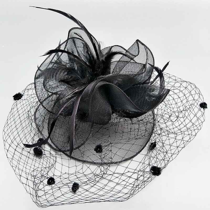 Feather / Net Kentucky Derby Hat / Fascinators / Hats with Feather / Floral / Flower 1PC Wedding / Special Occasion / Horse Race Headpiece2