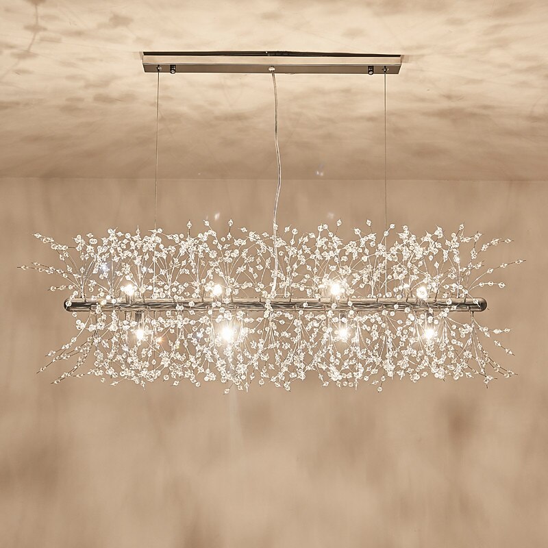 12-Lights Island Chandelier Gold Pendant Lighting Eco LED Lights Stainless Steel Crystal With G9 Bulb Base4