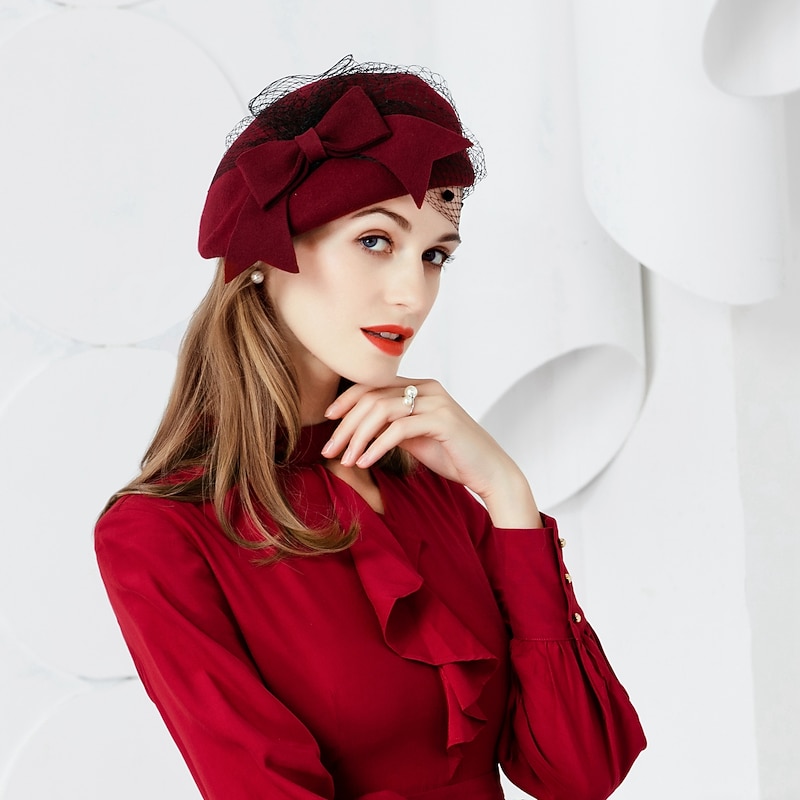 Wool Kentucky Derby Hat / Headwear with Bowknot 1pc Wedding / Party / Evening / Valentine's Day Headpiece