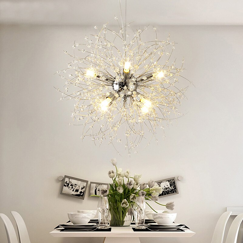 8-Light Modern Electroplated Globe Chandeliers Firework Led Vintage Pendant Lights Living Room Dining Room G9 Bulb Base