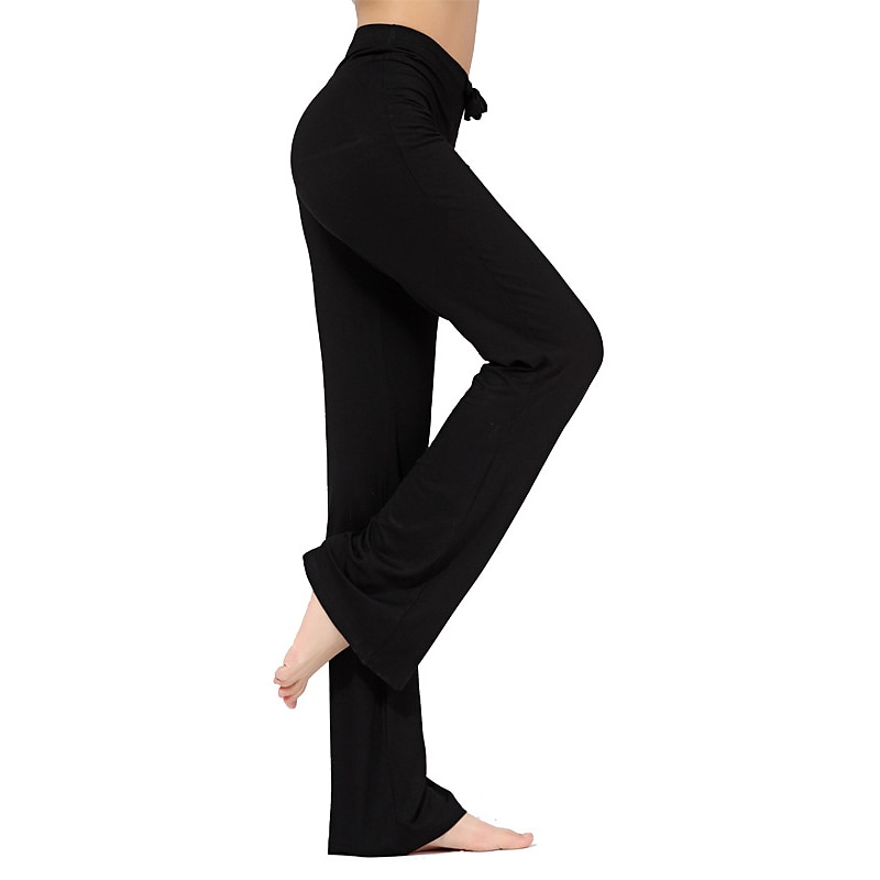 Women's Yoga Pants Drawstring Flare Leg Breathable Quick Dry Moisture Wicking Zumba Yoga Fitness Bottoms White Black Green Modal Plus Size Sports Activewear Stretchy Loose Fit  Street Casual2